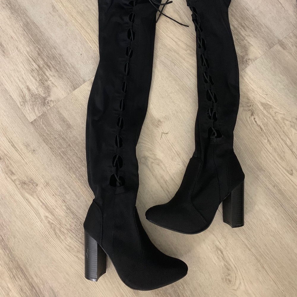 Chase & Chloe Addison Corset Over The Knee Boot